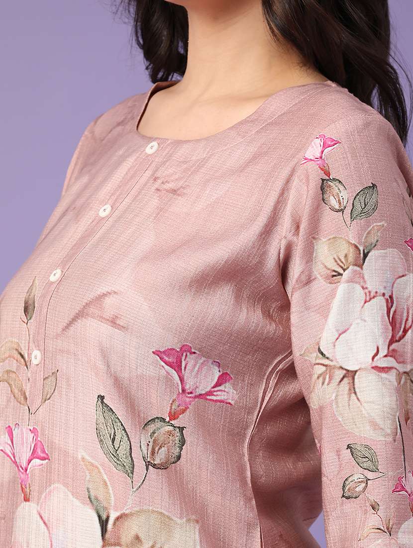 peach cotton straight kurta - 22337491 -  Standard Image - 1