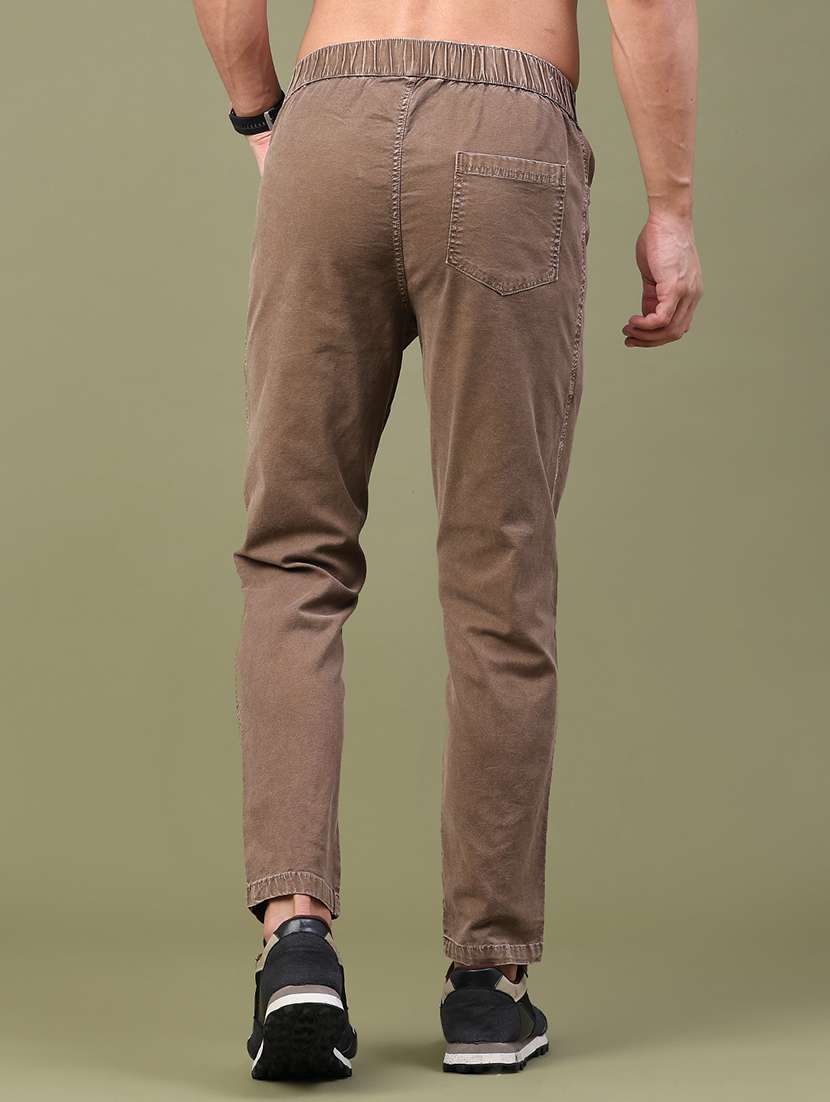 Men Solid Mid Rise Chinos Casual Trouser - 22337501 -  Standard Image - 4