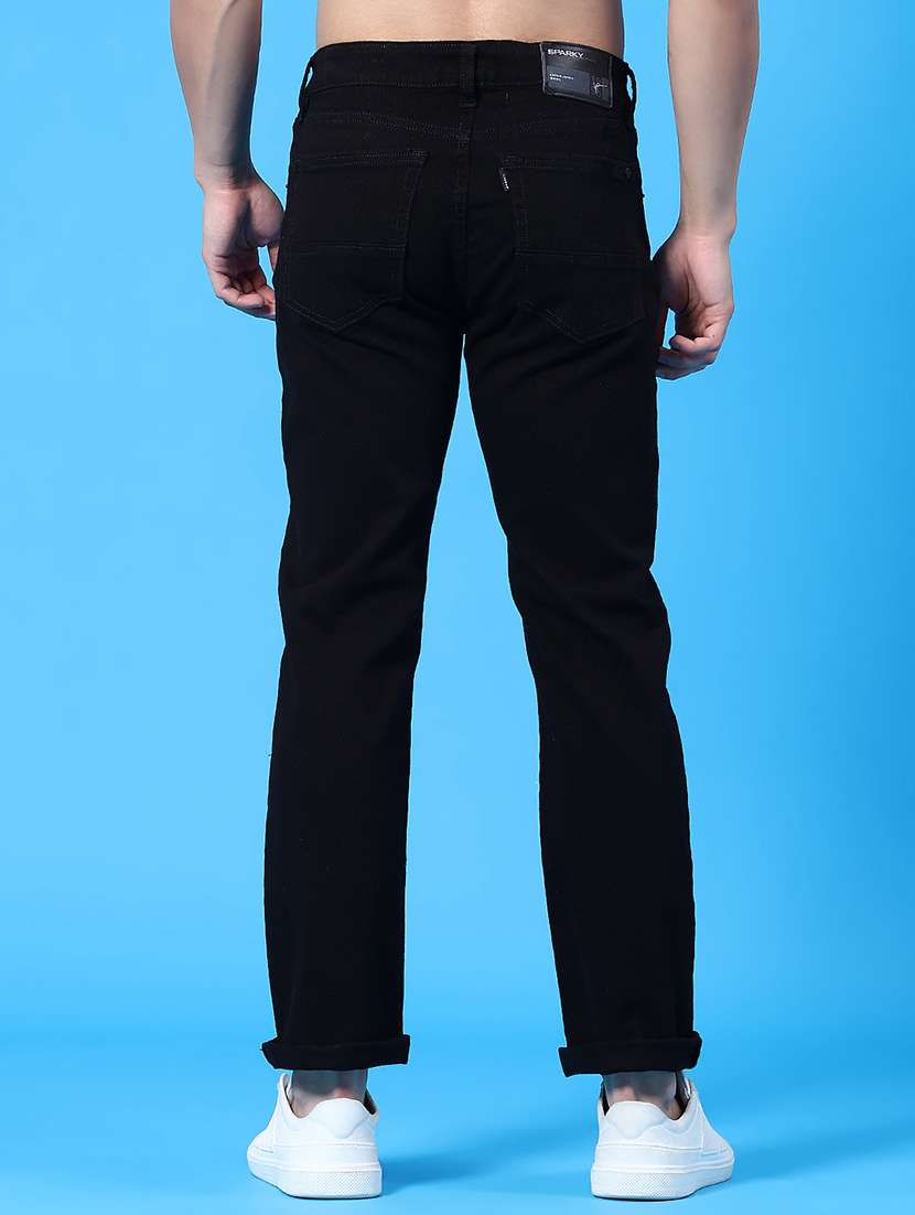 men plain mid rise full length straight jeans - 22337523 -  Standard Image - 4