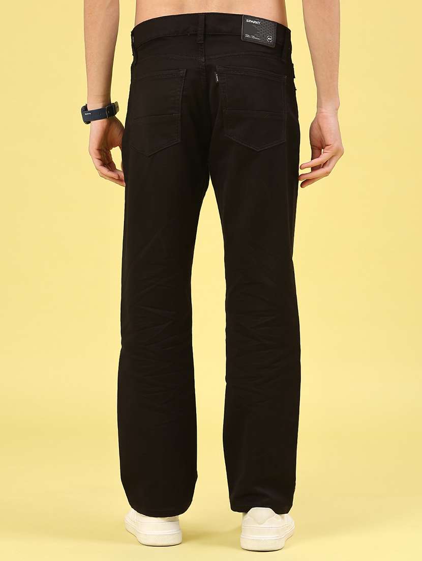 men plain mid rise full length straight jeans - 22337524 -  Standard Image - 4