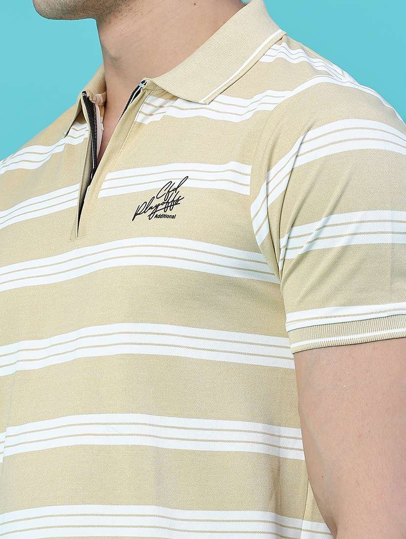 Men Striped Short Sleeve Slim Fit Polo T-shirt - 22337555 -  Standard Image - 1