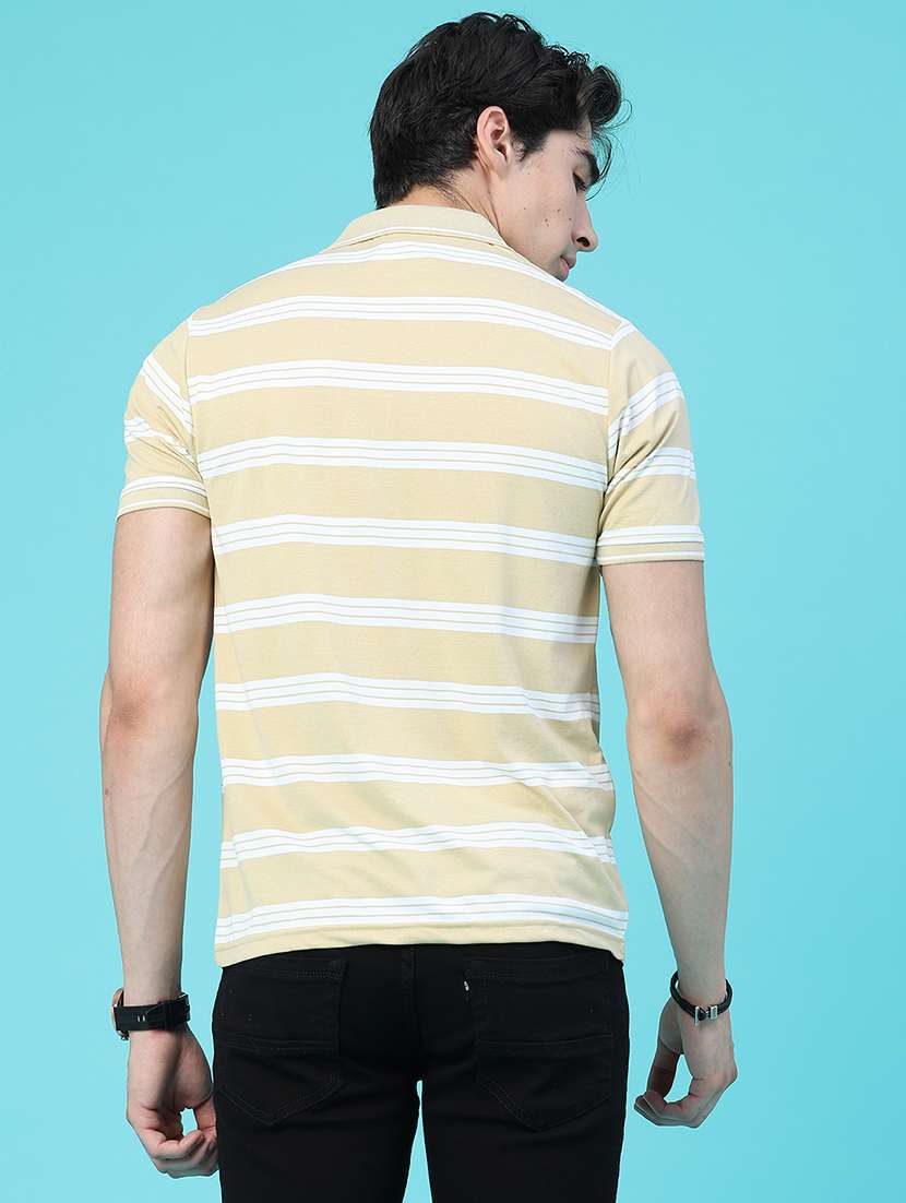 Men Striped Short Sleeve Slim Fit Polo T-shirt - 22337555 -  Standard Image - 4