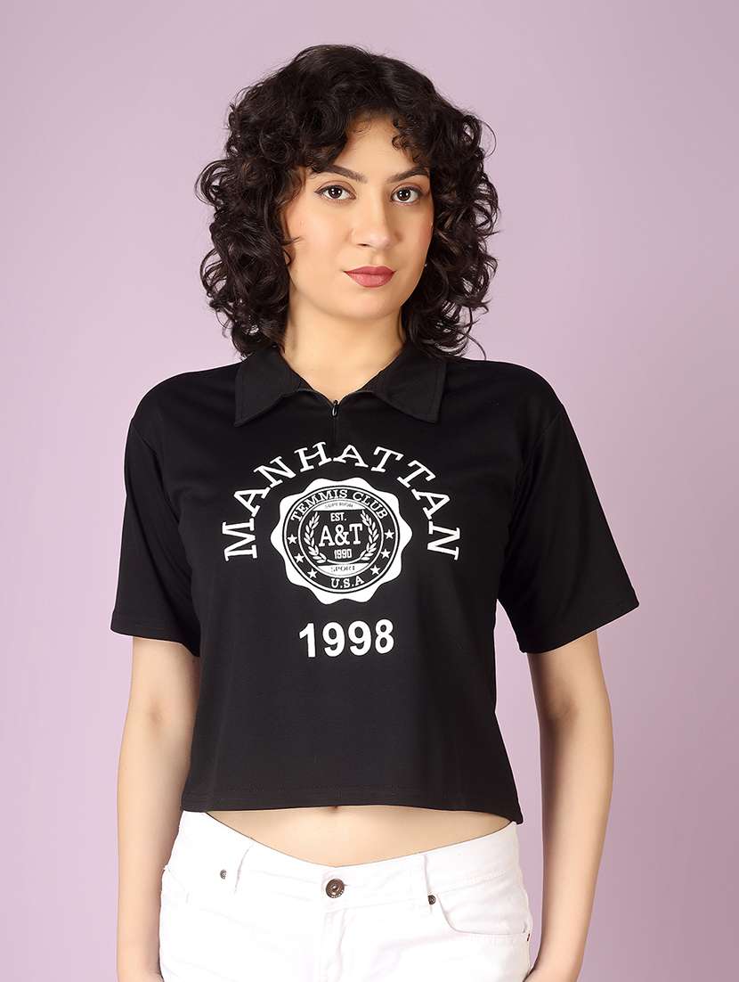 women printed short sleeve polo t-shirt - 22337584 -  Standard Image - 1