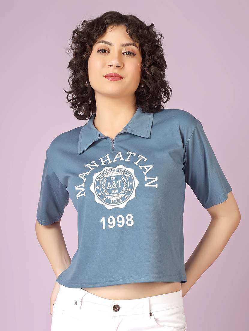 women printed short sleeve polo t-shirt - 22337586 -  Standard Image - 1