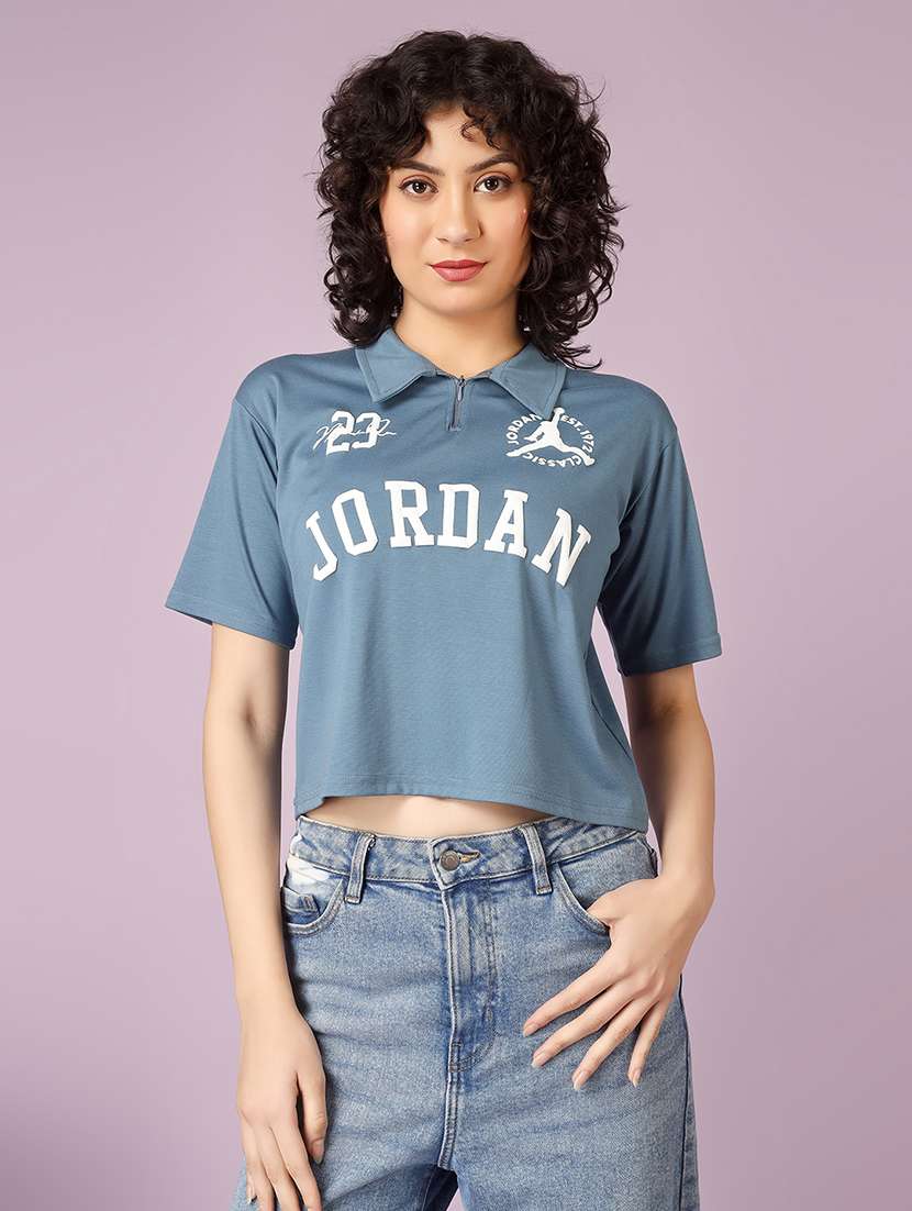women printed short sleeve polo t-shirt - 22337591 -  Standard Image - 1