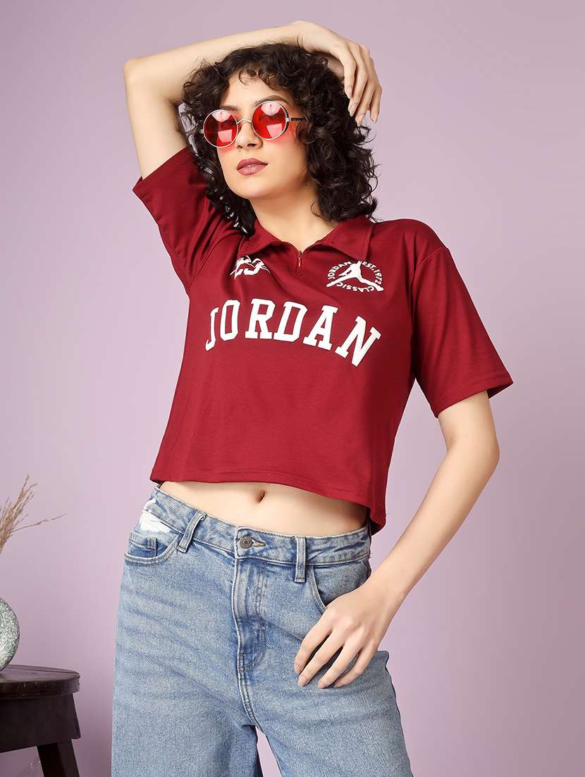 women printed short sleeve polo t-shirt - 22337593 -  Standard Image - 1