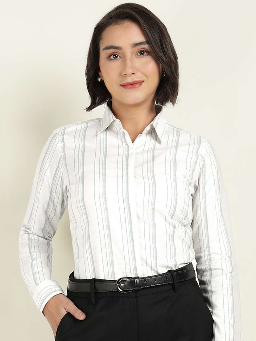 women collared long sleeve regular fit shirt