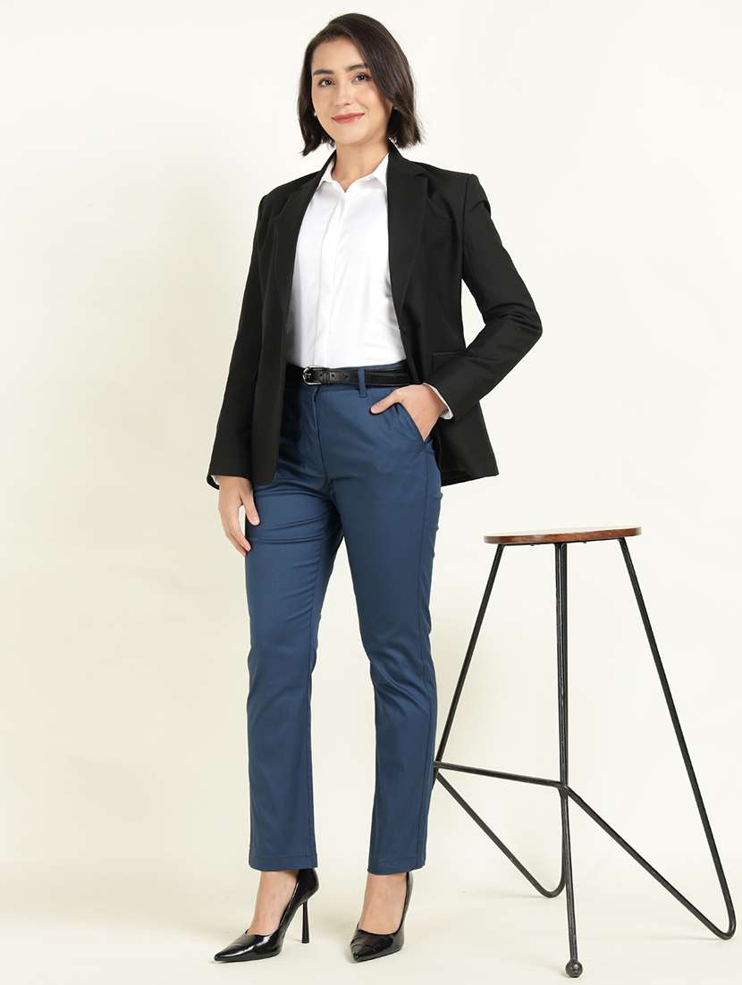 women solid mid rise cigarette pants - 22337690 -  Standard Image - 4
