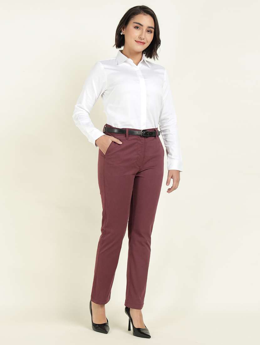 women solid mid rise cigarette pants - 22337691 -  Standard Image - 4