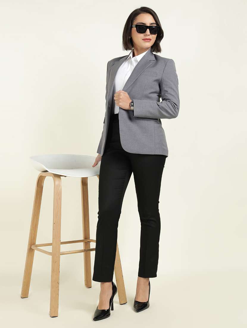 Women Solid Long Sleeve Single Breasted Blazer - 22337693 -  Standard Image - 4