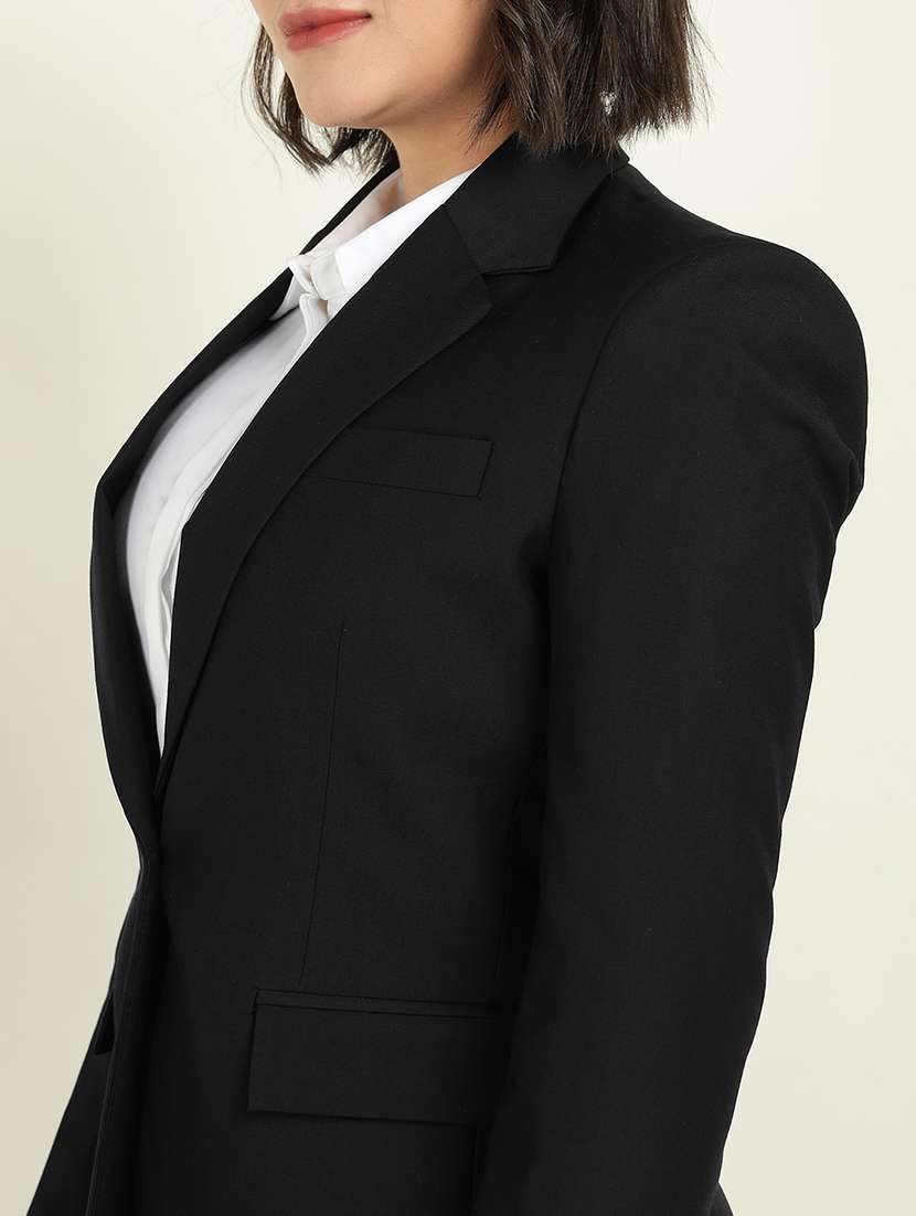 women solid long sleeve single breasted blazer - 22337694 -  Standard Image - 4