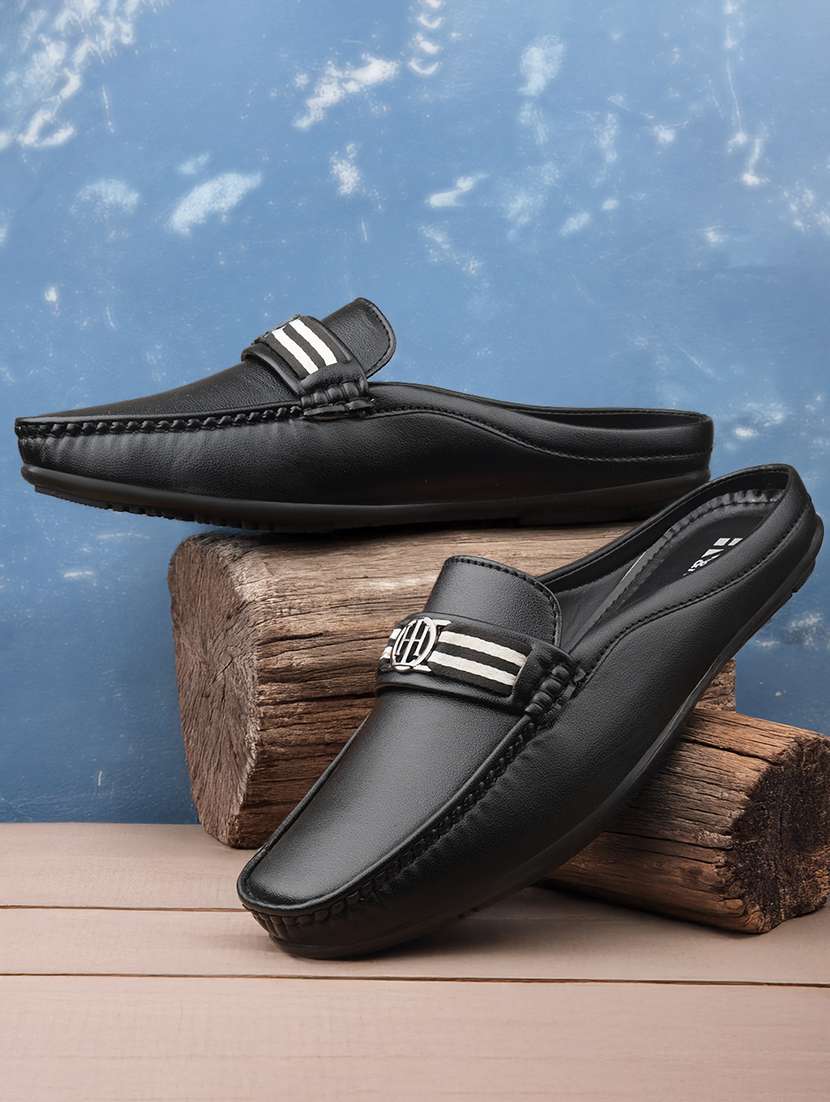 men solid slip on horsebit loafer