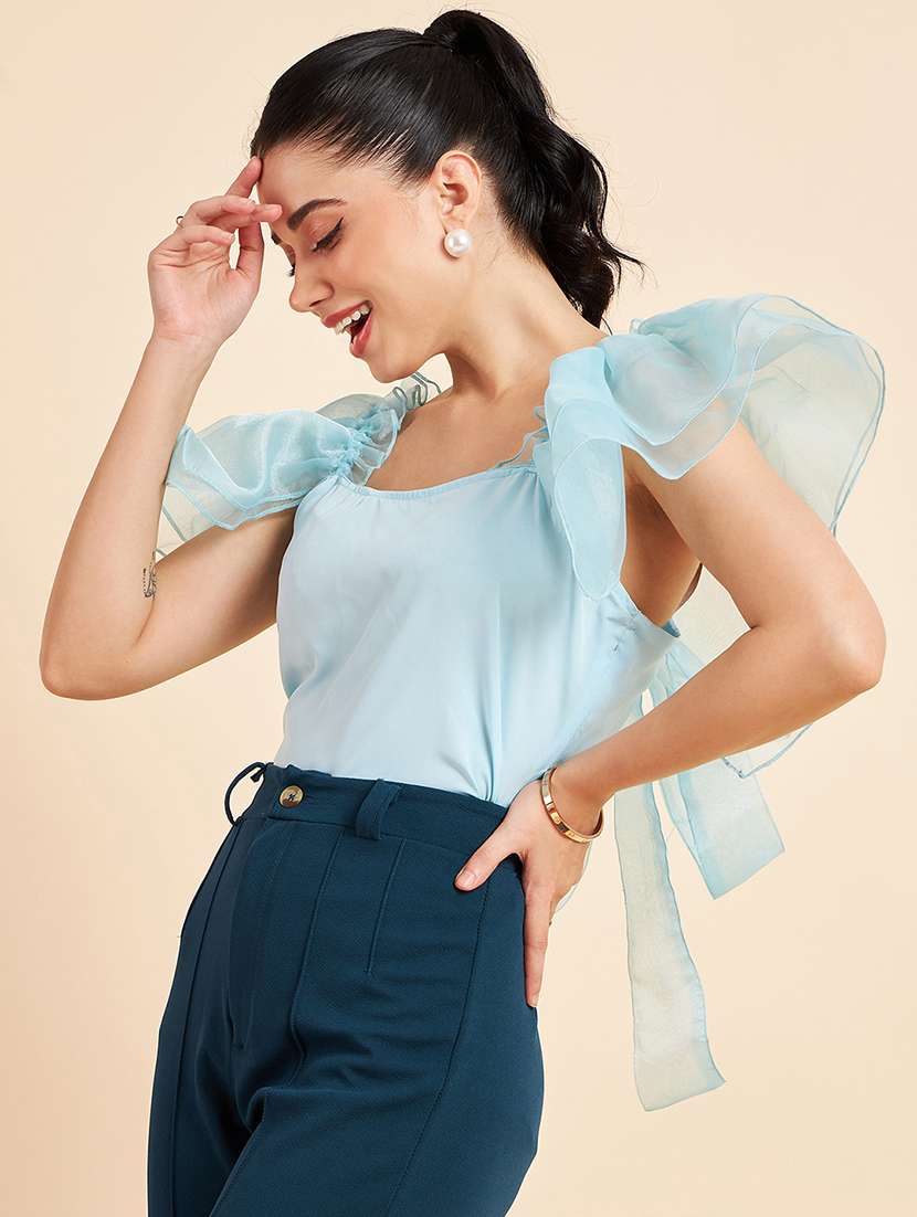 Women Solid Flared Sleeve Top - 22337767 -  Standard Image - 1