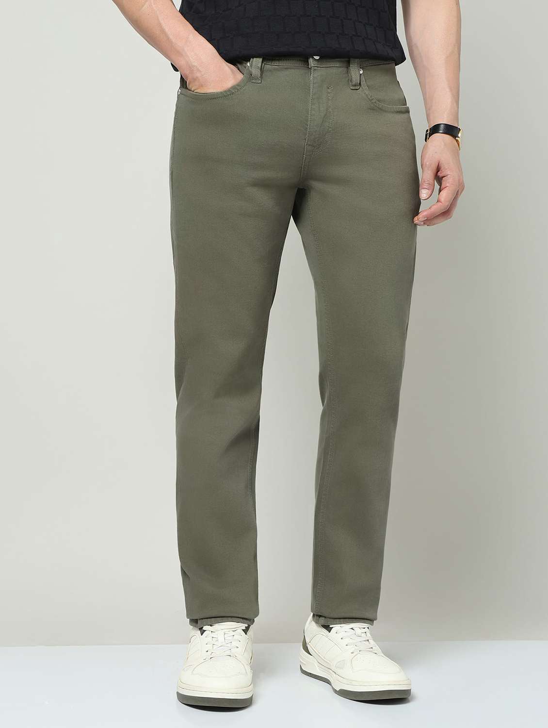 men plain mid rise full length jeans - 22337916 -  Standard Image - 1