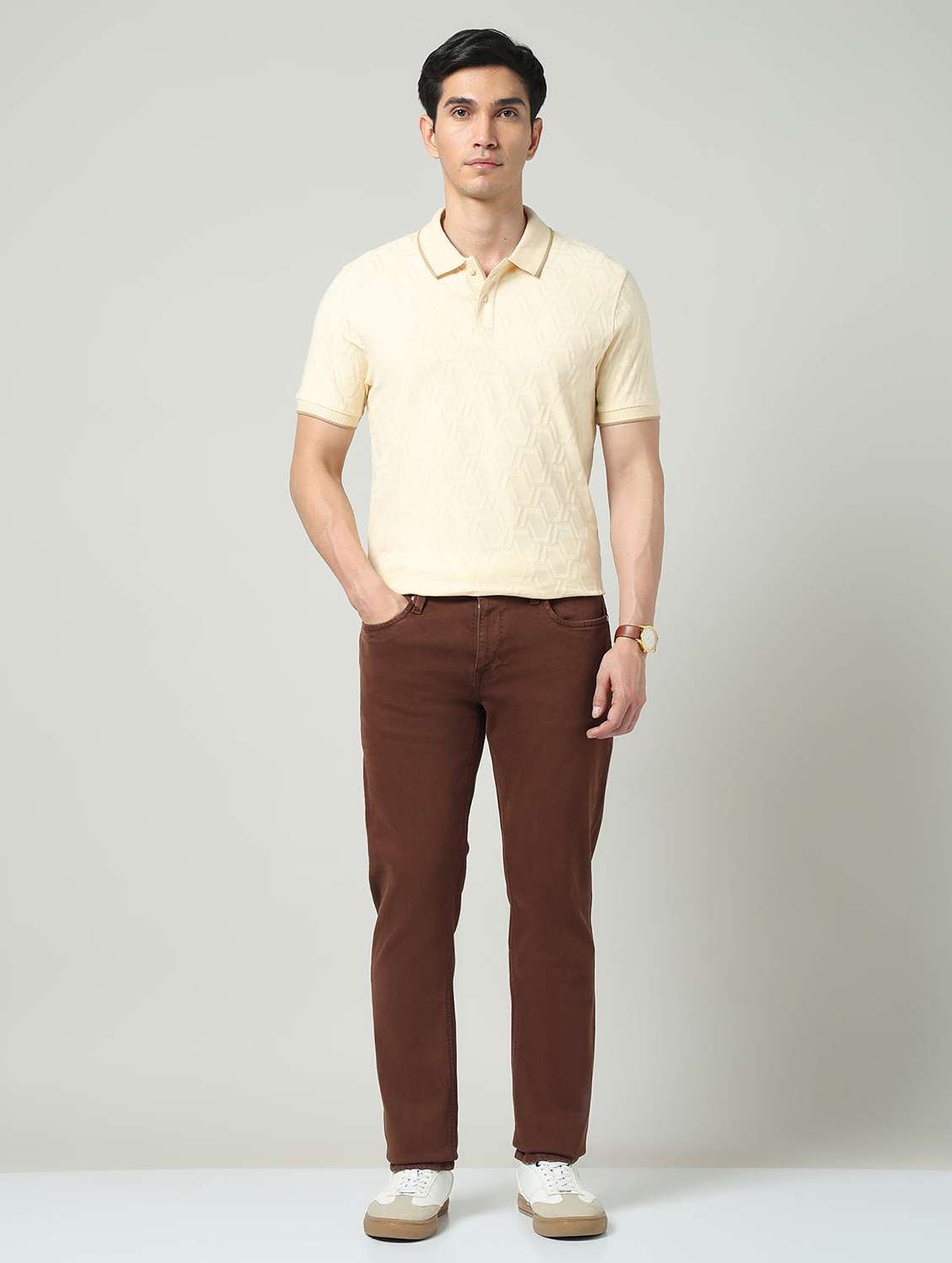 men plain mid rise full length jeans - 22337920 -  Standard Image - 4