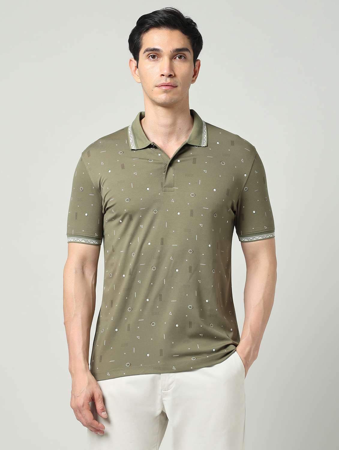 men printed short sleeve regular fit polo t-shirt - 22337927 -  Standard Image - 1