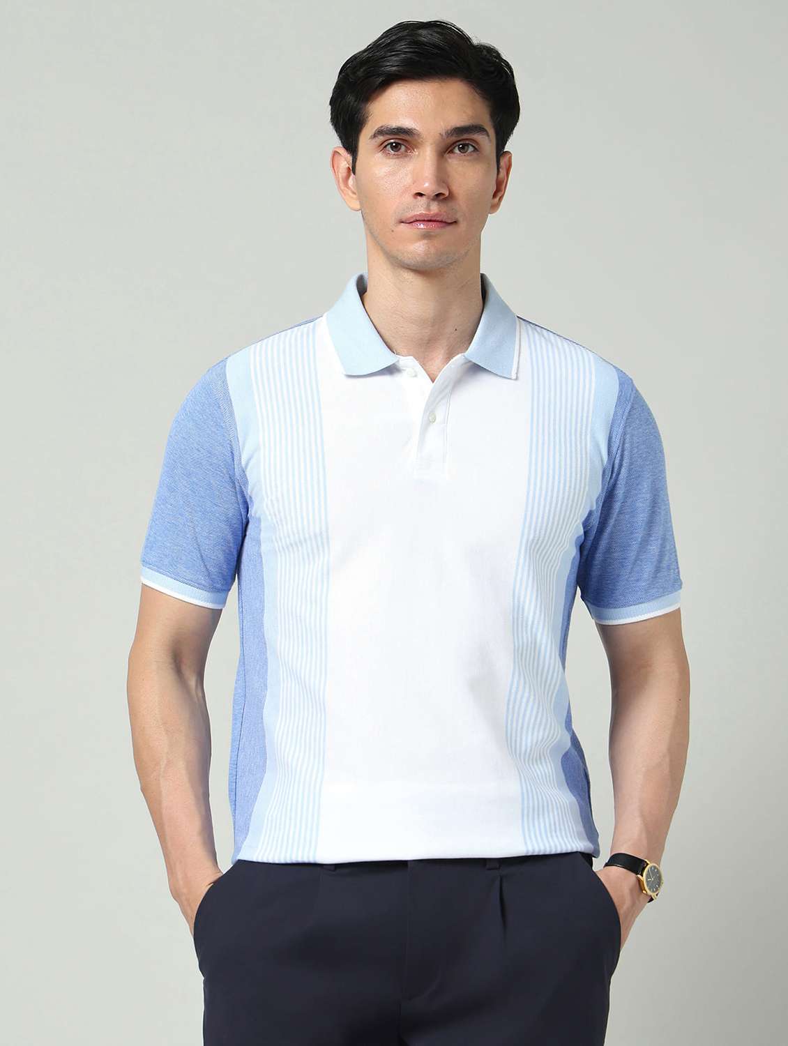 men color block short sleeve regular fit polo t-shirt