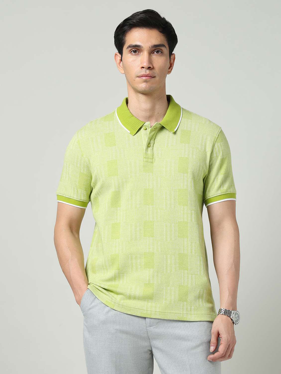 men self design short sleeve regular fit polo t-shirt