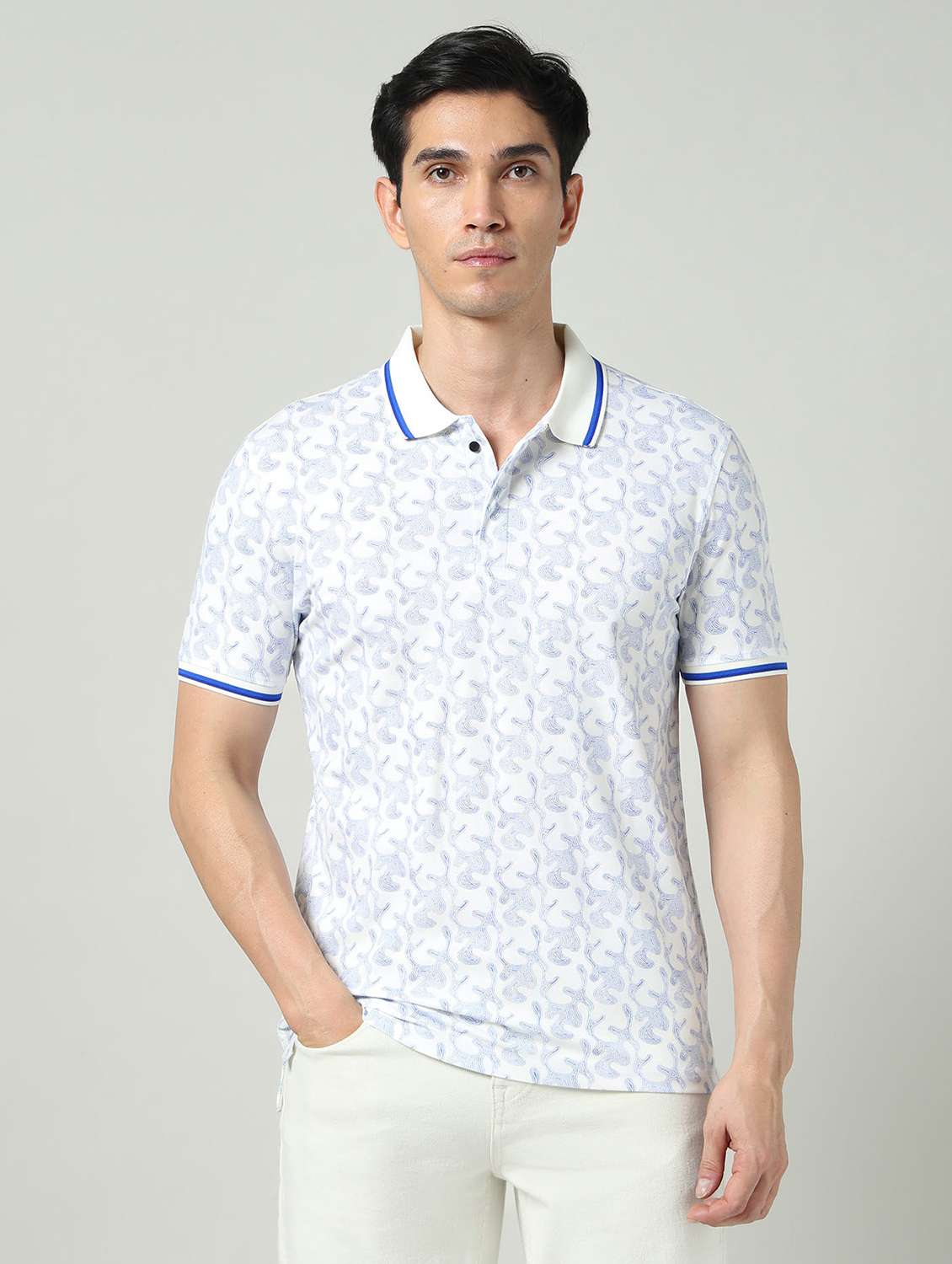 men printed short sleeve regular fit polo t-shirt - 22337952 -  Standard Image - 1