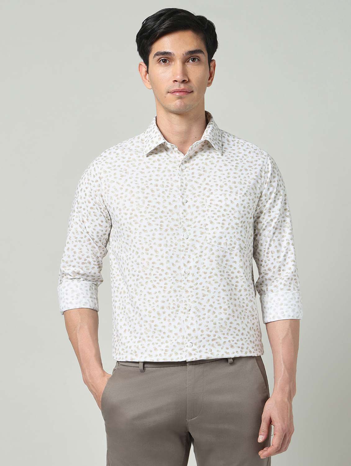 men printed long sleeve slim fit casual shirt - 22337964 -  Standard Image - 1