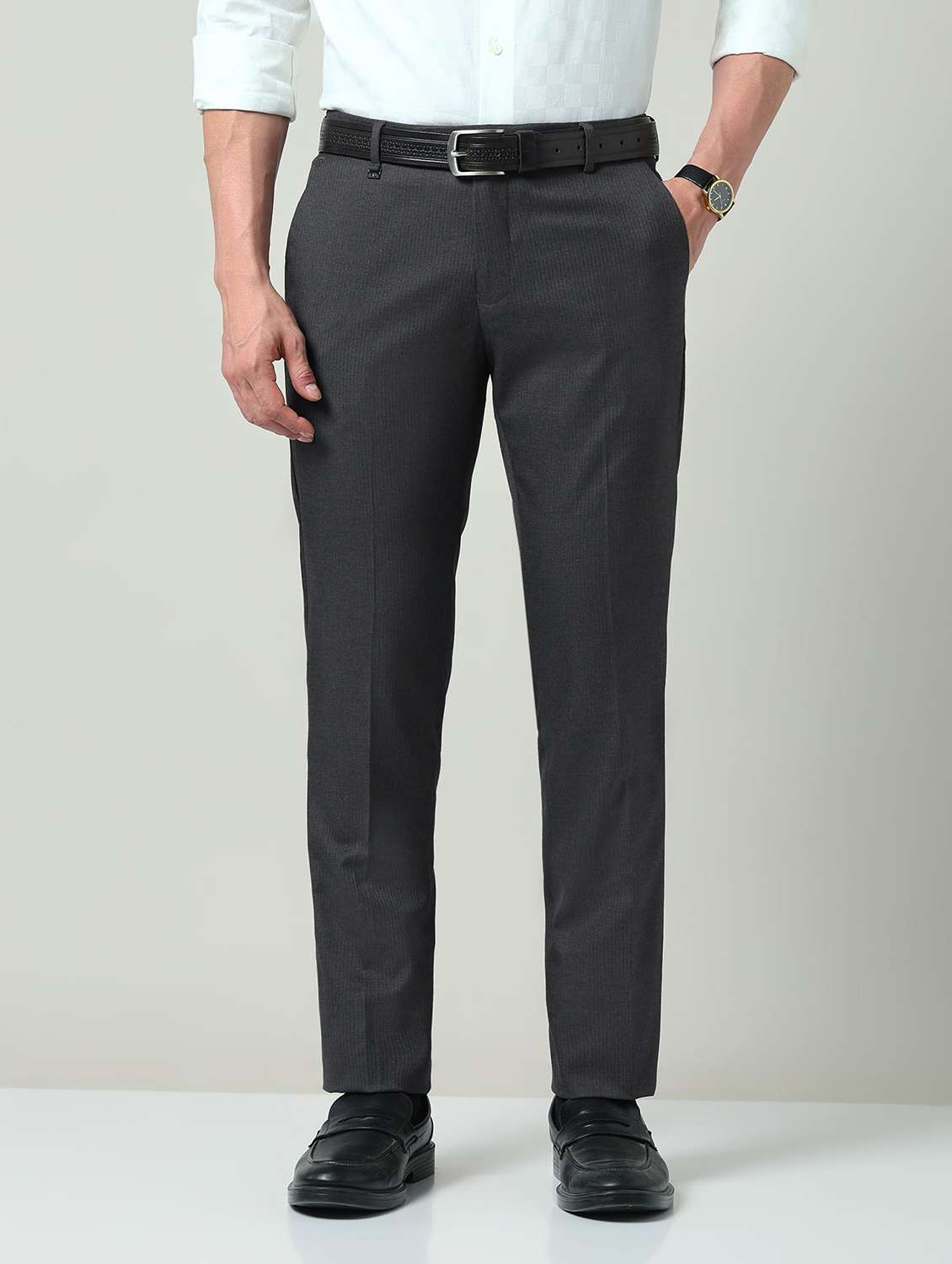 men striped mid rise flat front formal trouser - 22337977 -  Standard Image - 1