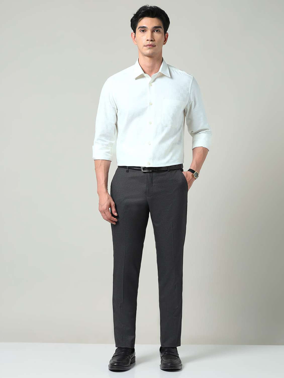 men striped mid rise flat front formal trouser - 22337977 -  Standard Image - 4