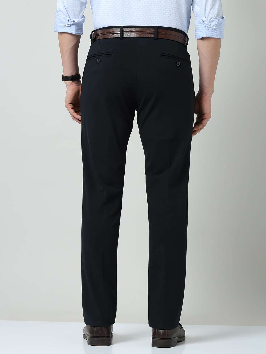 men solid mid rise flat front formal trouser - 22337979 -  Standard Image - 4