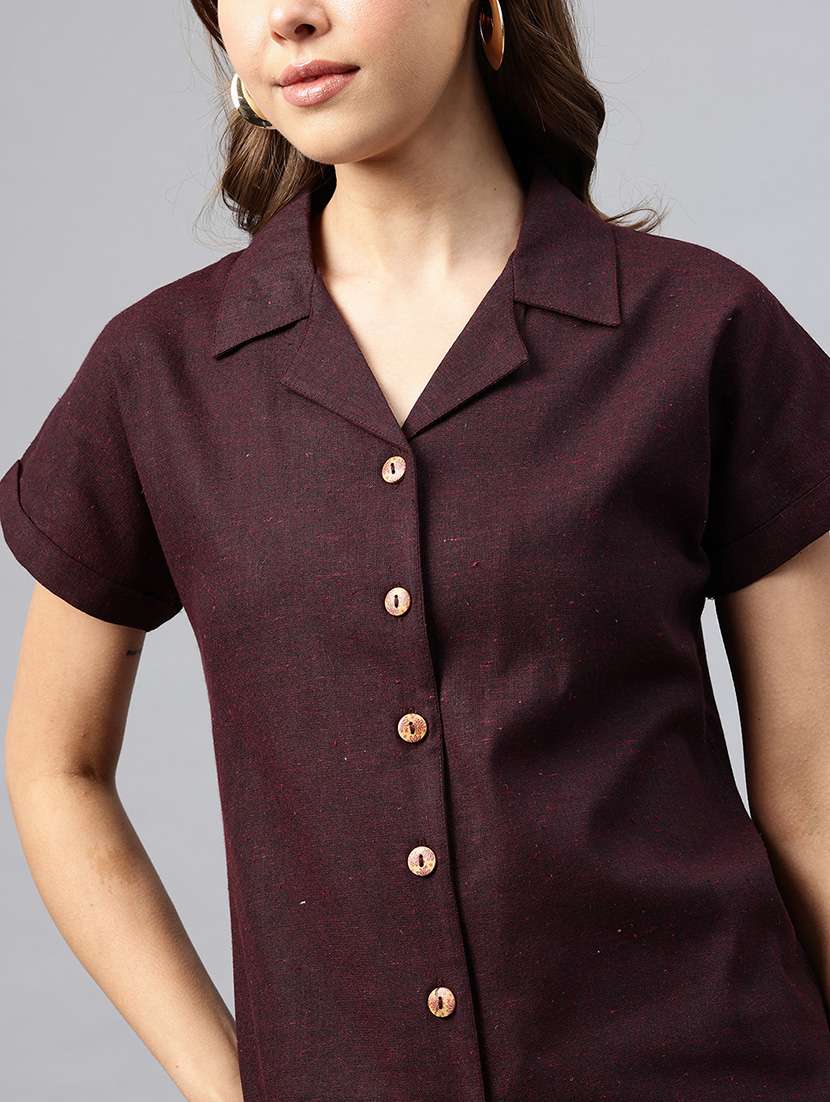 women solid shirt and trouser co-ord set - 22338076 -  Standard Image - 4