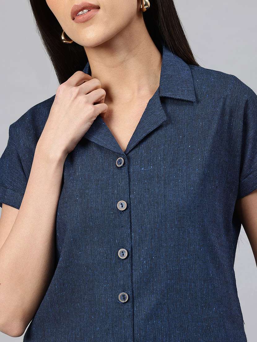 women solid shirt and trouser co-ord set - 22338077 -  Standard Image - 4