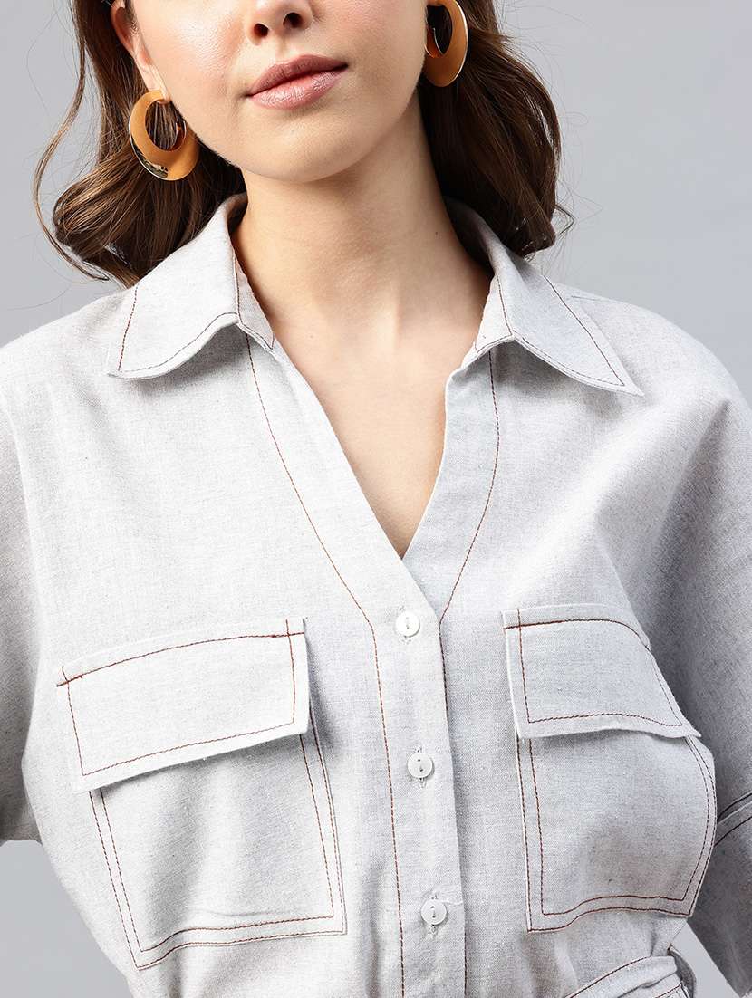 women solid shirt and trouser co-ord set - 22338081 -  Standard Image - 4