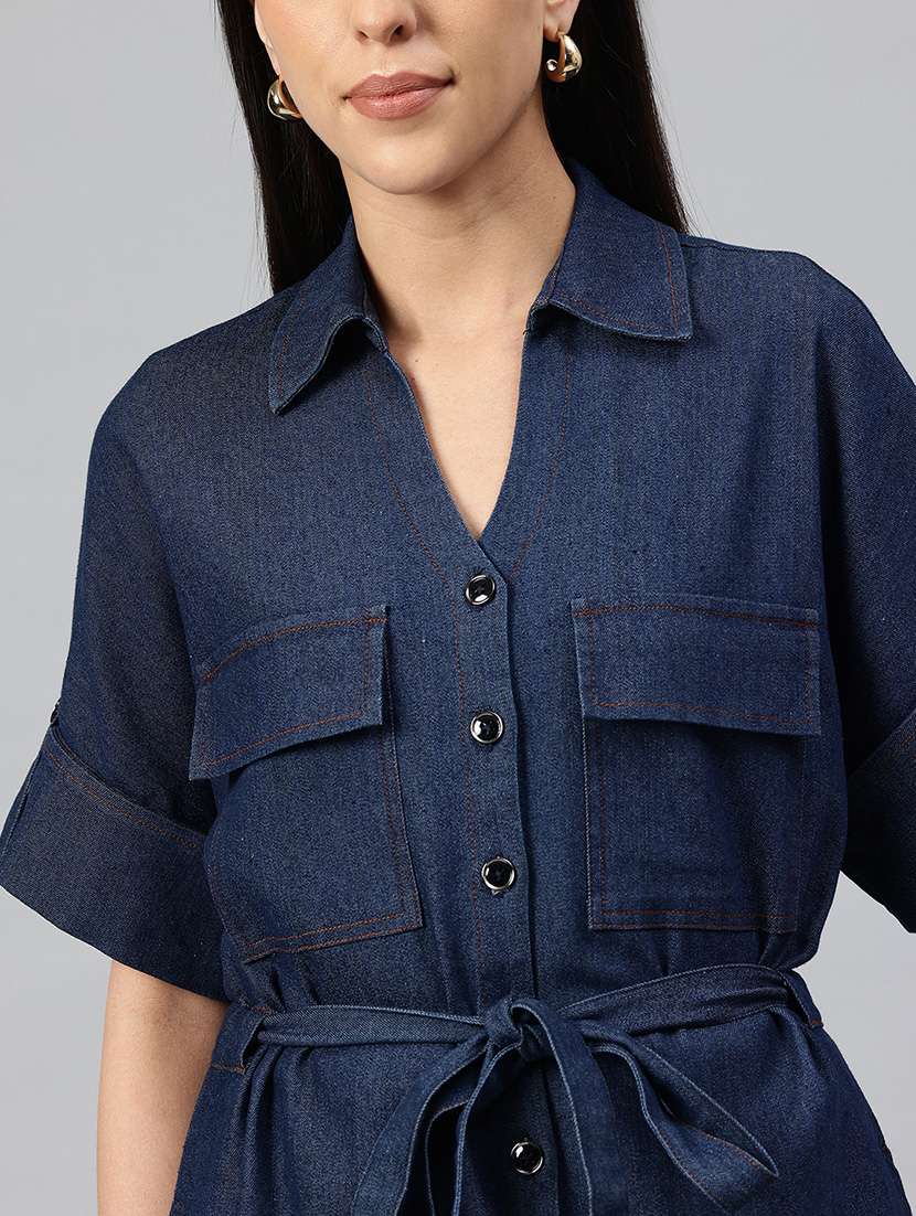 women solid shirt and trouser co-ord set - 22338085 -  Standard Image - 4