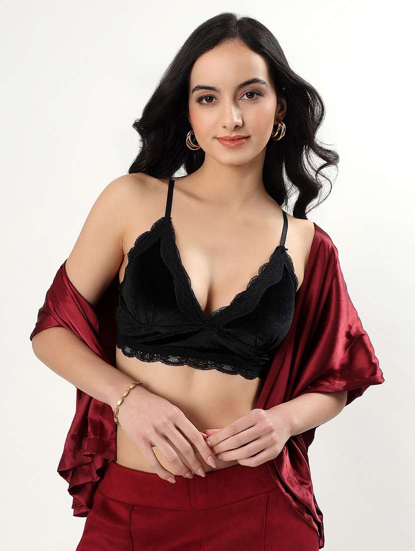 women solid lightly padded lace bralette  - 22338086 -  Standard Image - 1