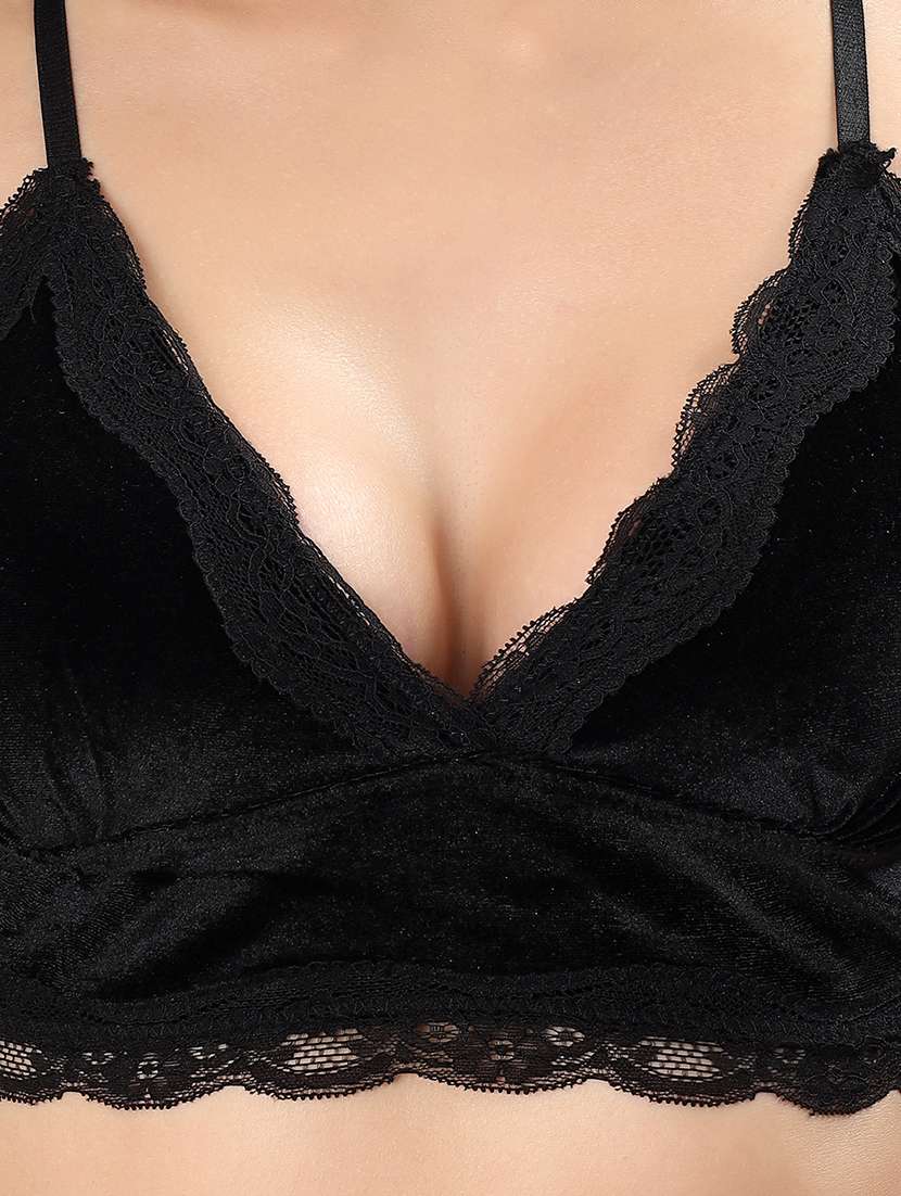 women solid lightly padded lace bralette  - 22338086 -  Standard Image - 4