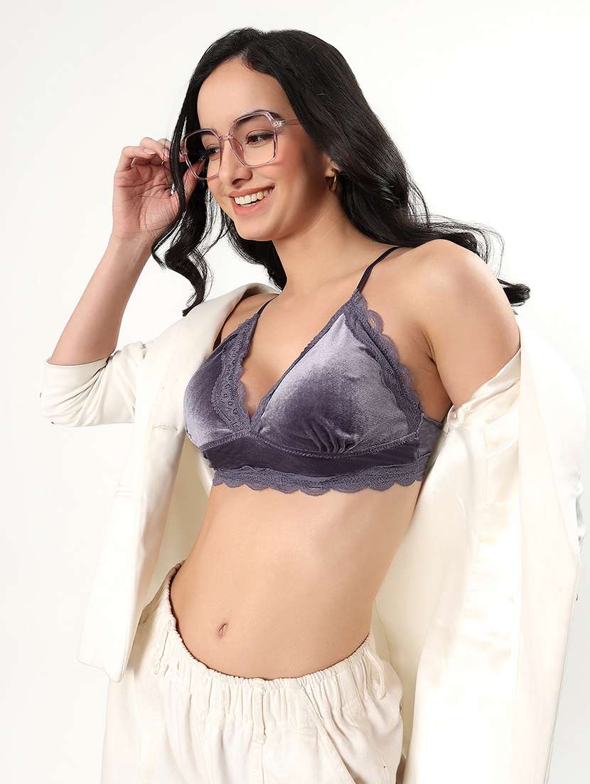 women solid lightly padded lace bralette  - 22338088 -  Standard Image - 1