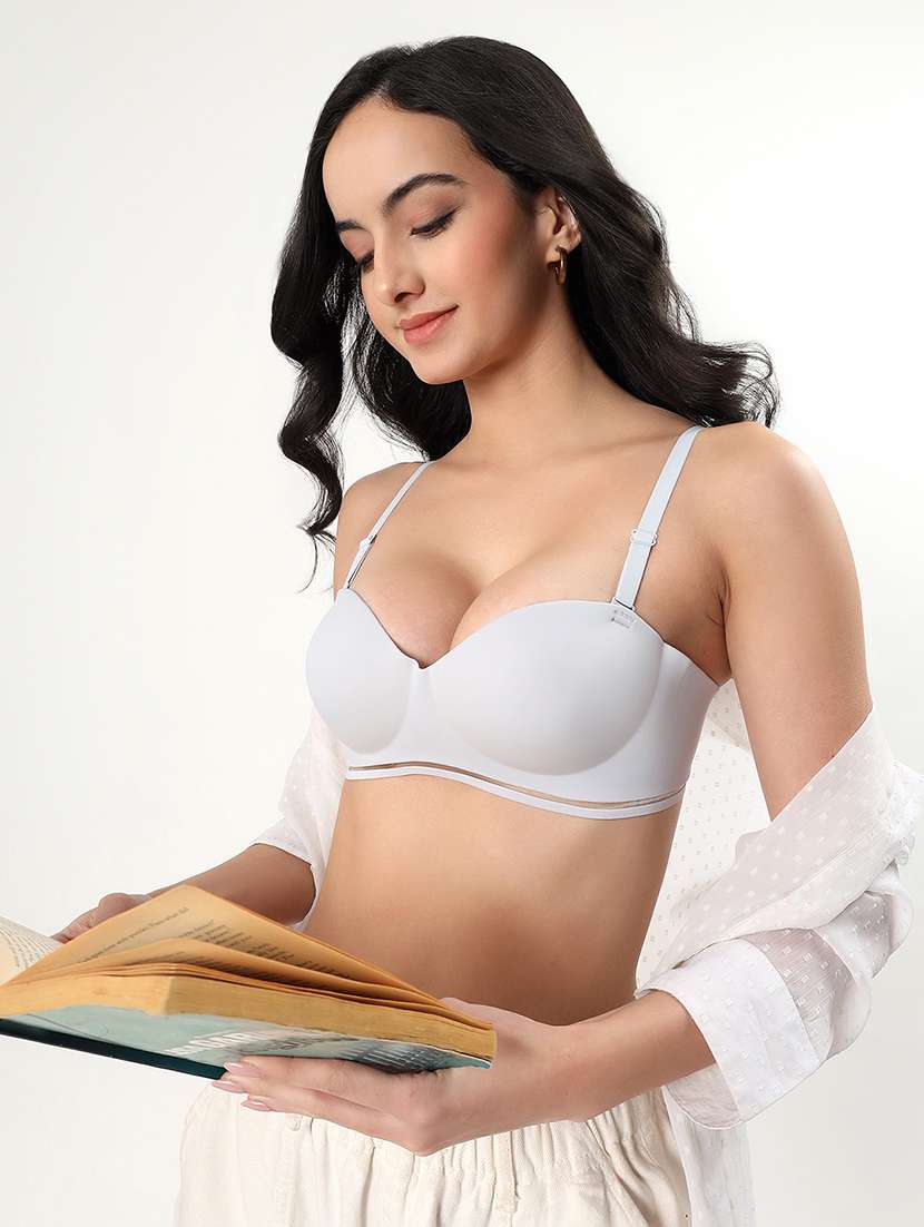 women solid padded balconette bra - 22338096 -  Standard Image - 1