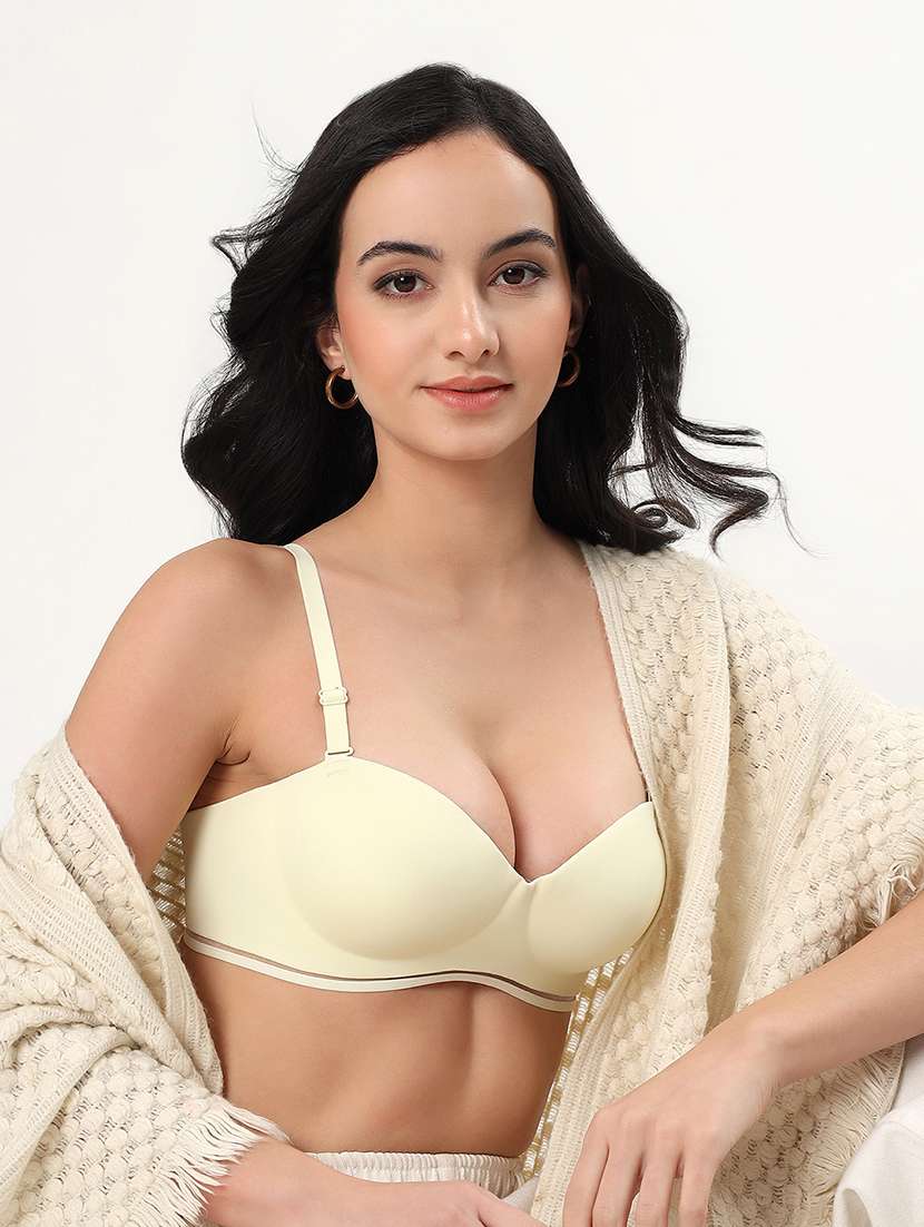 women solid padded balconette bra - 22338097 -  Standard Image - 1