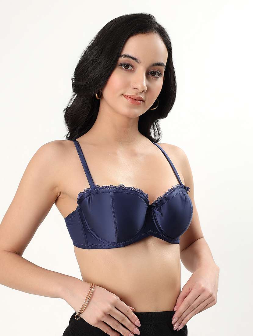 women solid padded balconette bra - 22338100 -  Standard Image - 1