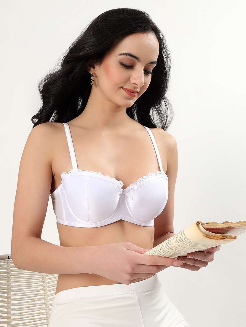 women solid padded balconette bra - 22338102 -  Standard Image - 1