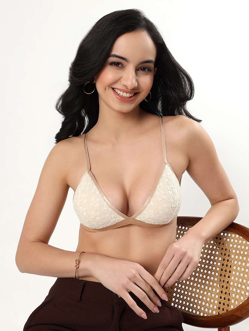 women solid lightly padded plunge bra - 22338107 -  Standard Image - 1