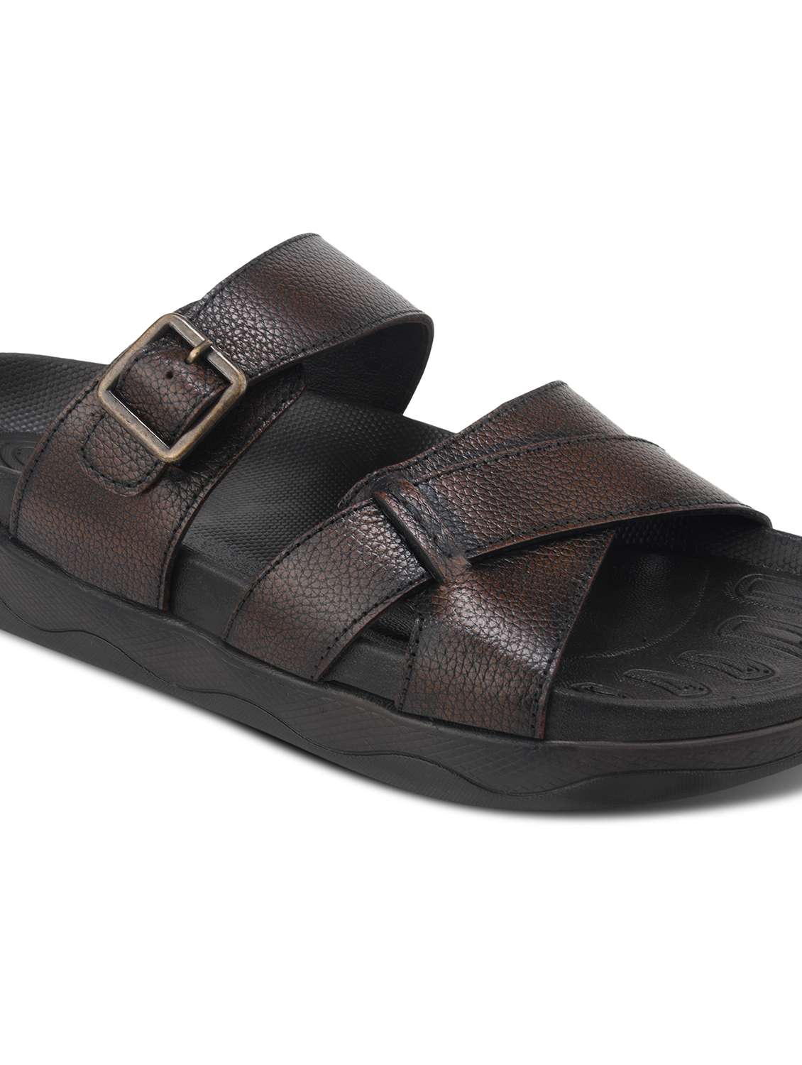 men brown slip on sandal - 22338124 -  Standard Image - 4