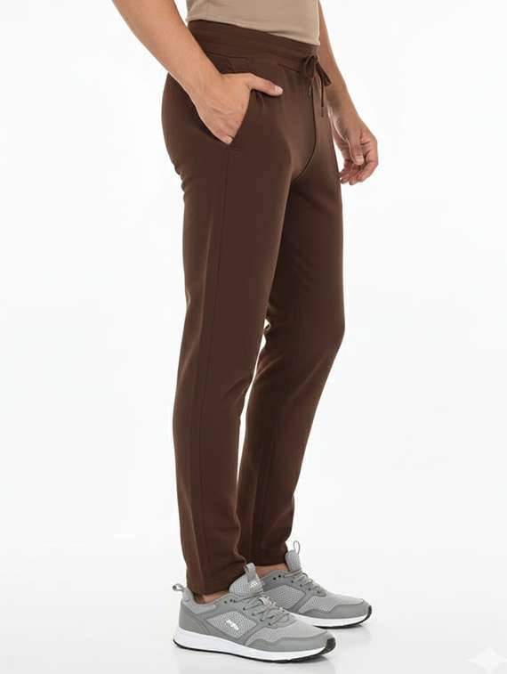 men solid mid rise full length track pant - 22338187 -  Standard Image - 1