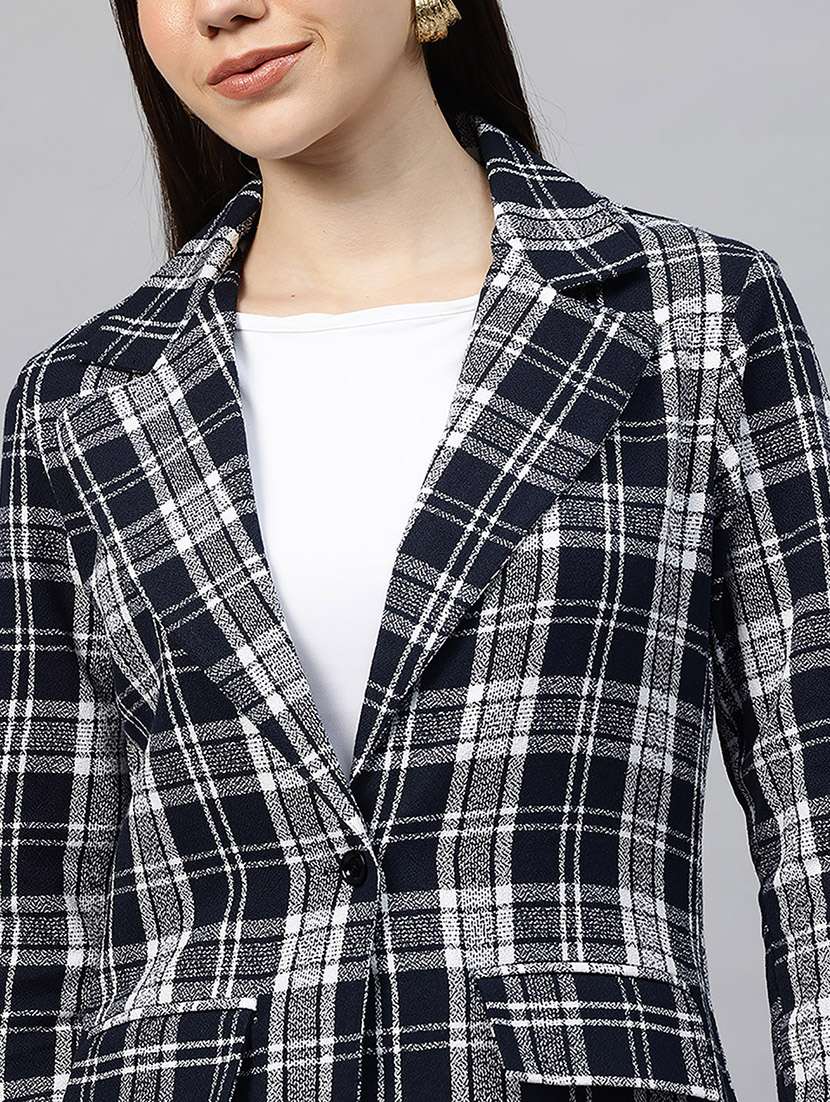 women checkered long sleeve double breasted blazer - 22338195 -  Standard Image - 4