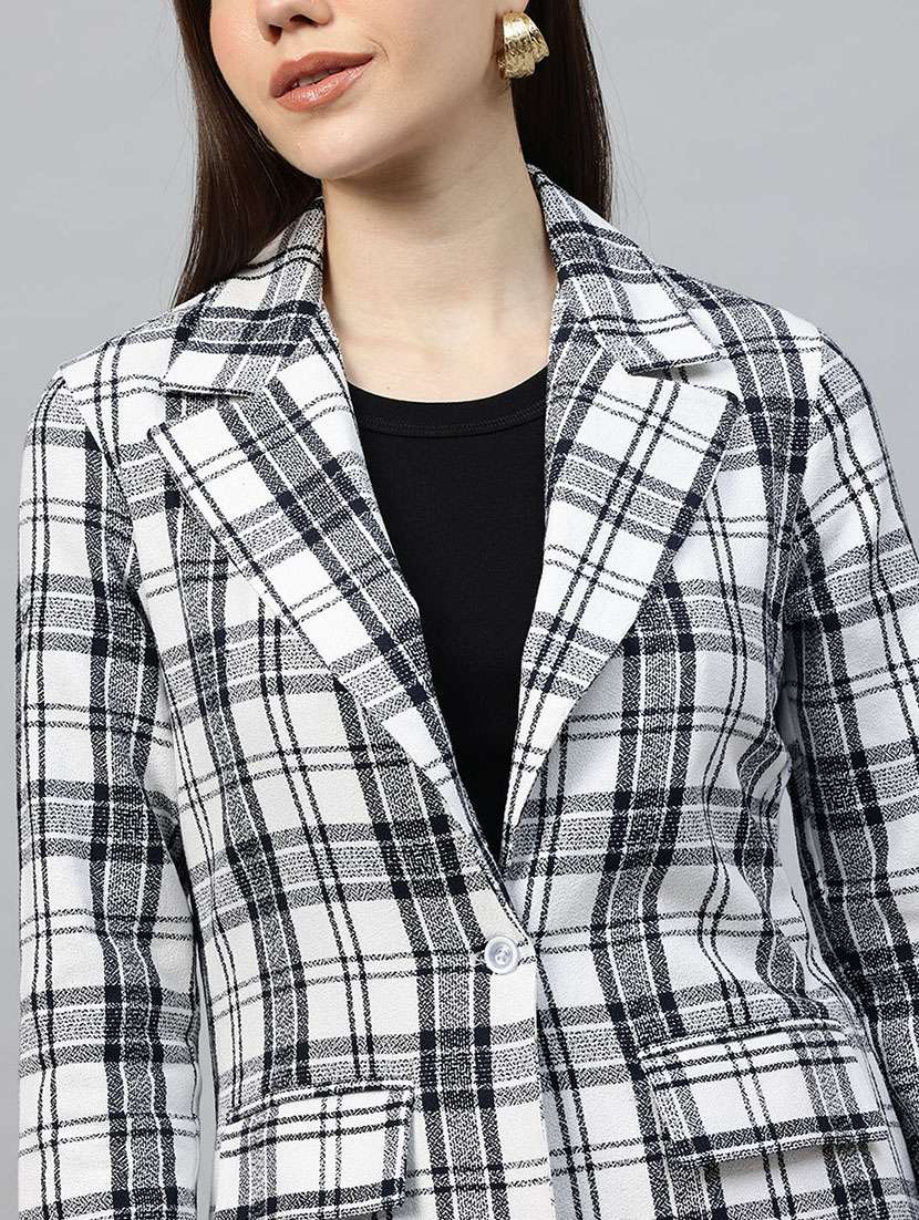 women checkered long sleeve single breasted blazer - 22338196 -  Standard Image - 4