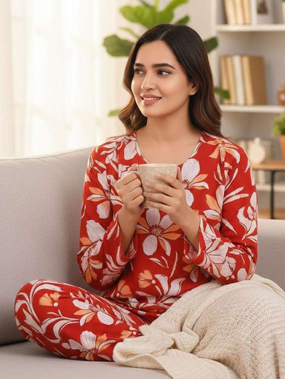 women printed nightwear pyjama set - 22338233 -  Standard Image - 1