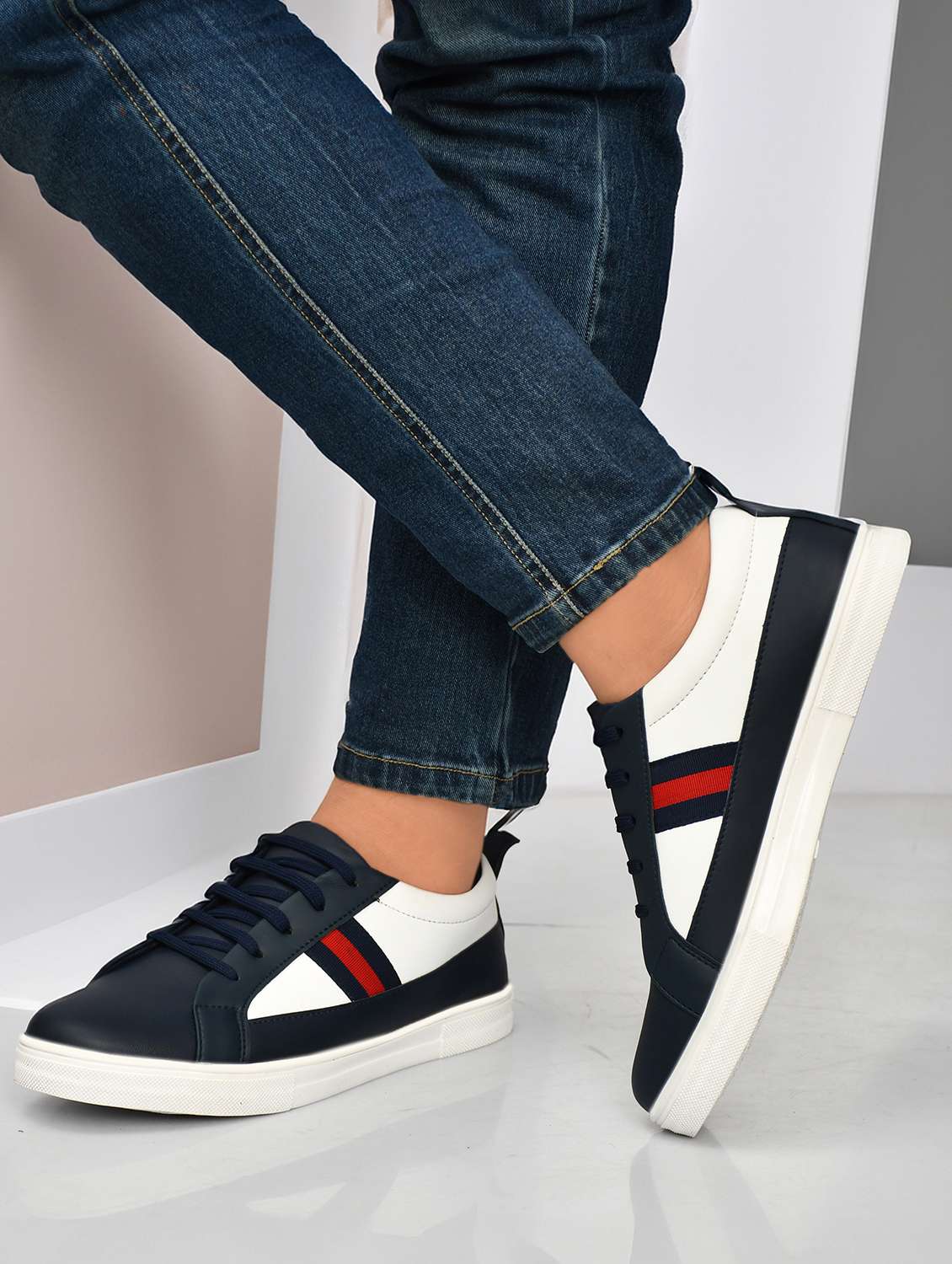 men blue lace-up sneaker - 22338386 -  Standard Image - 1