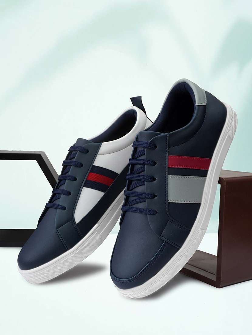 men navy blue lace-up sneaker
