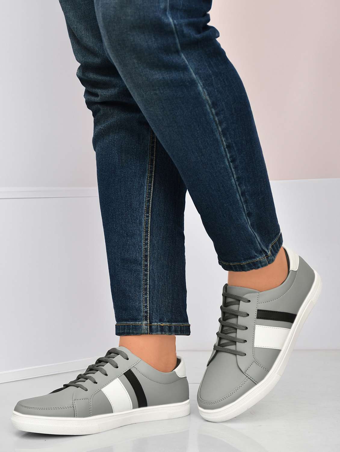 men grey lace-up sneaker - 22338389 -  Standard Image - 1