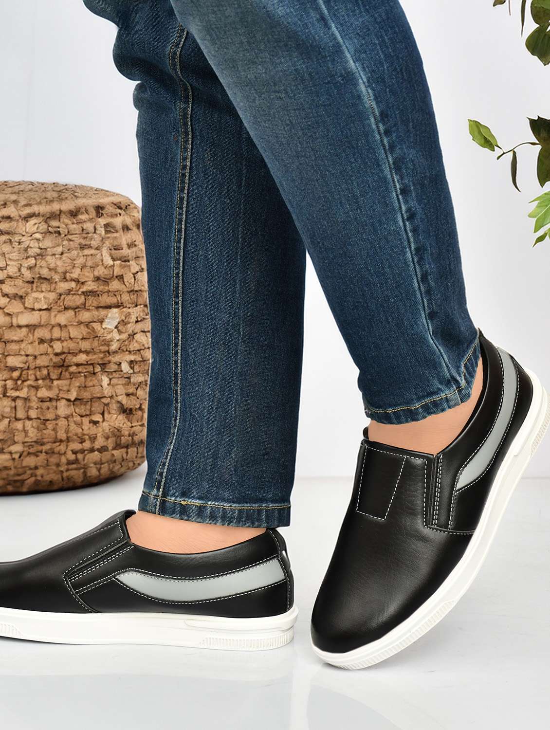 men black slip on casual shoe - 22338394 -  Standard Image - 1