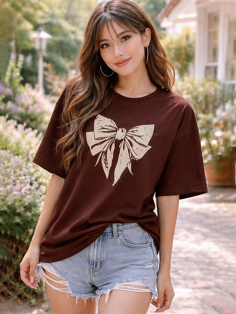 women printed short sleeve oversized t-shirt