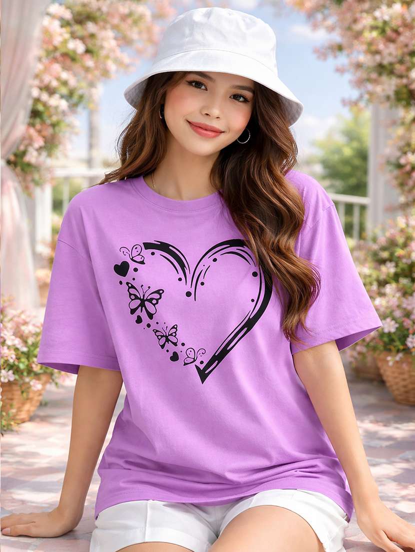 women printed short sleeve oversized t-shirt - 22338411 -  Standard Image - 1